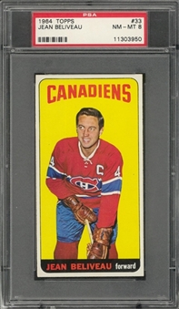 1964/65 Topps Hockey #33 Jean Beliveau – PSA NM-MT 8